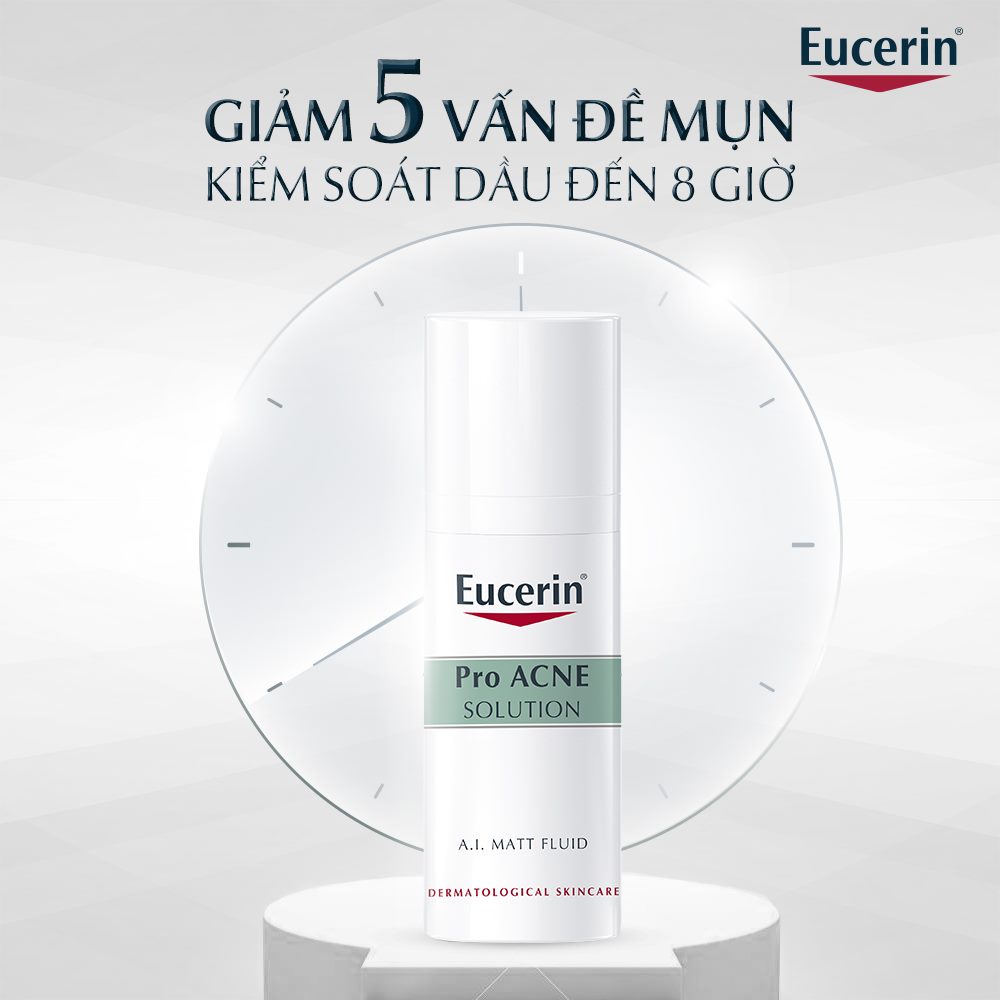 CHỢ SỈ- EUCERIN KEM DƯỠNG KIỀM DẦU, GIẢM MỤN PRO ACNE A.I MATT FUID 50ML