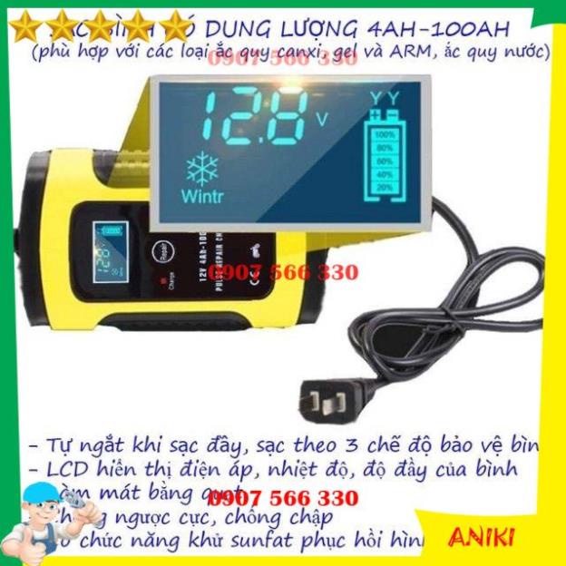 Bộ sạc bình acquy tự ngắt 12v 100ah -Máy sạc bình ắc quy 12v/24v 150ah cho xe máy ô tô chính hãng Foxsur QE022