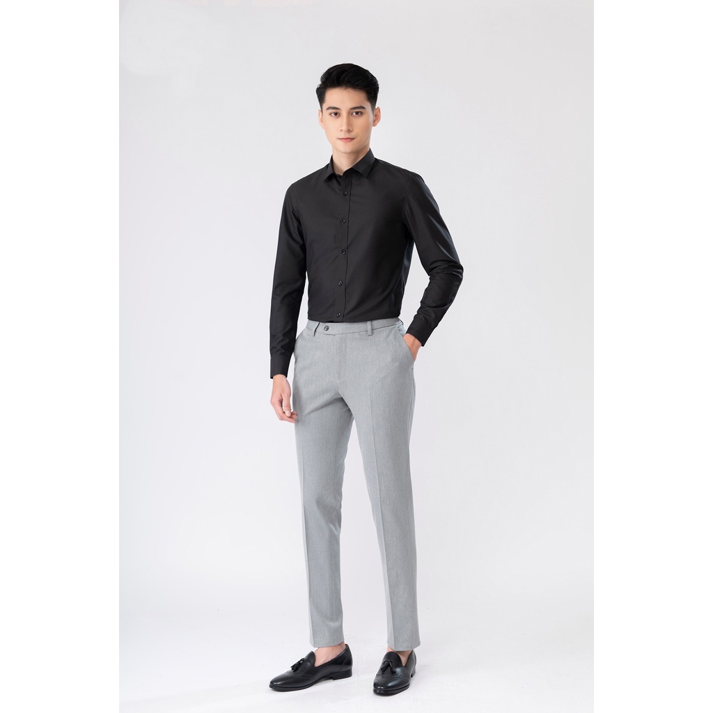 Quần âu nam HEAVEN màu đen ánh kim vải cotton cao cấp dáng slimfit trẻ trung lịch lãm QA03