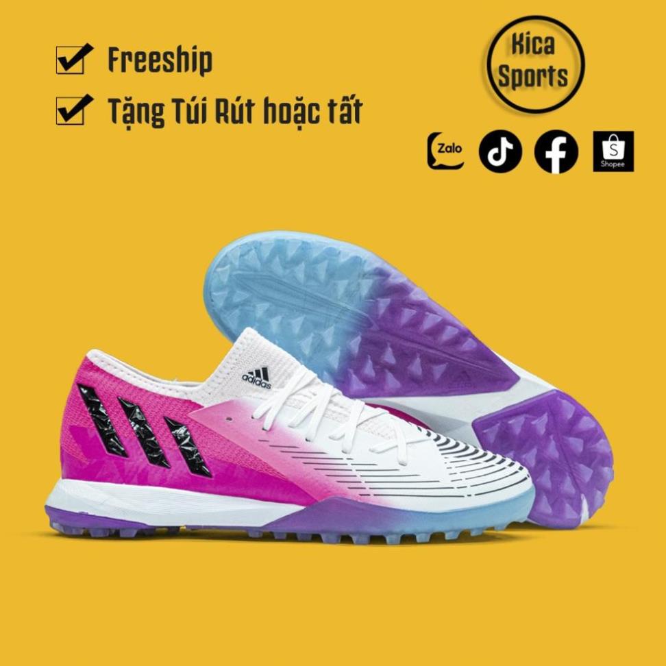 Giày Bóng Đá Adidas Predator Edge.3 Trắng Hồng HQ TF Form Ôm Chân Đá Sân Cỏ Nhân Tạo 🎍 🐨