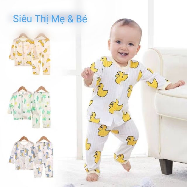 Bộ cotton giấy dài tay cho bé