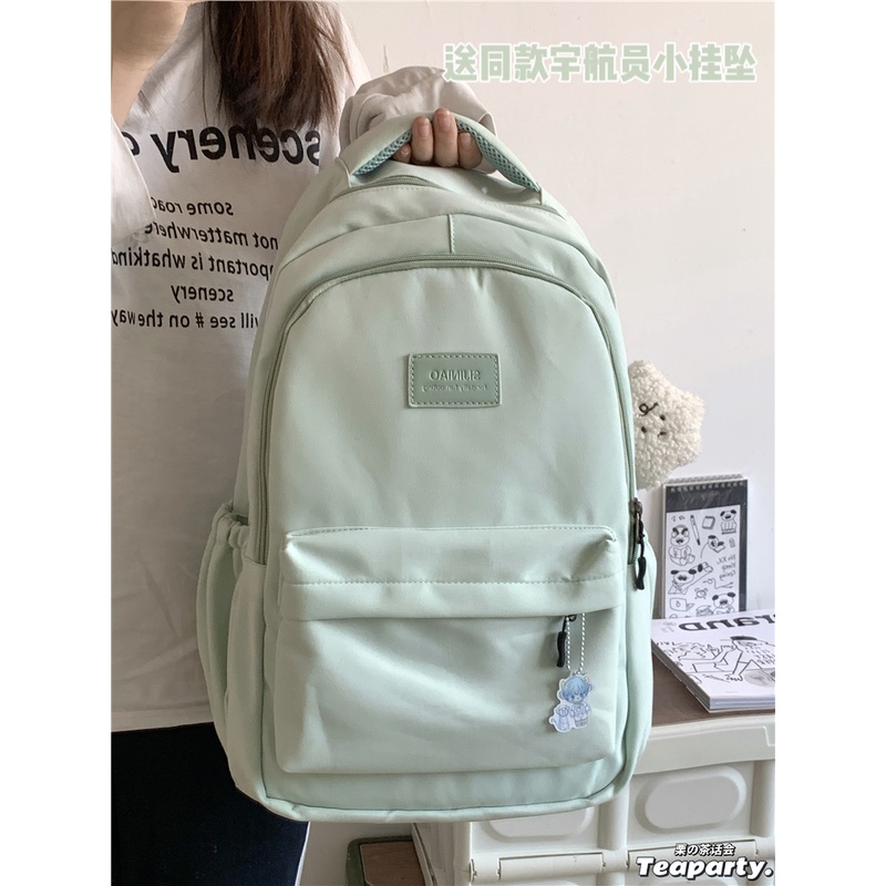 Balo nữ đi học basic màu pastel, cặp sách học sinh sinh viên nhiều ngăn size lớn vừa laptop 15.6 inch B392