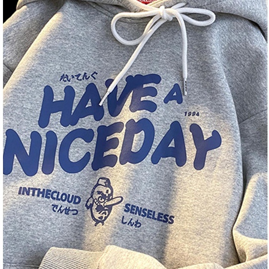 【ZHELIHANGFEI】Áo Hoodie Tay Dài Form Rộng Họa Tiết In Theo Phong Cách Preppy Dễ Phối Đồ