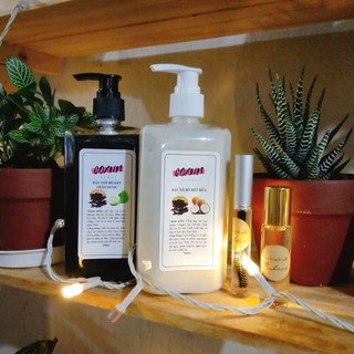 Combo 3: Dầu Gội+Dầu Xả Bồ Kết Thảo Dược 350ml, Mascara Dầu Dừa vuốt dài mi
