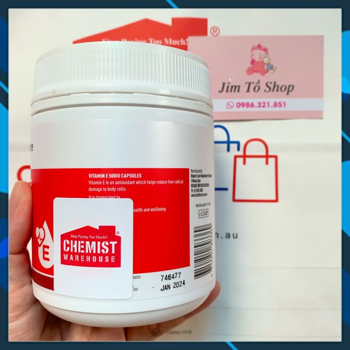 [Cam kết chuẩn Auth] Vitamin E 500UI HealthyCare của Úc - Điều hòa nội tiết, Đẹp da móng tóc, lọ 200 viên mẫu mới