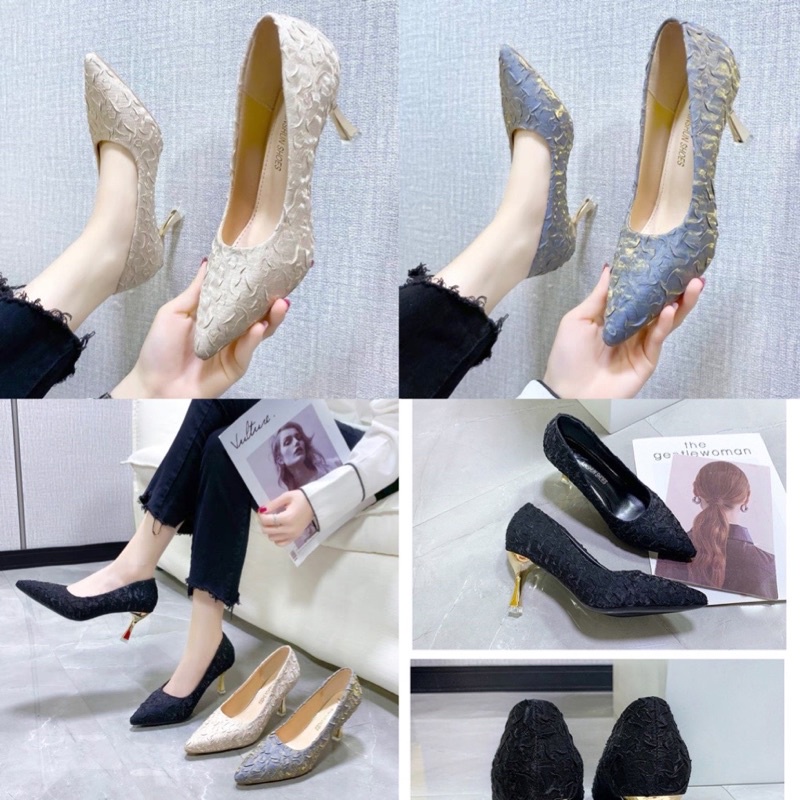 Giày cao gót mũi nhọn sang trọng đi dự đám cưới nyc đẹp hơn cô dâu😍