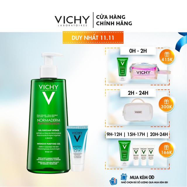 [Mã FMCGMALL -8% đơn 250K] Bộ sản phẩm làm sạch sâu, giảm bã nhờn và se khít lỗ chân lông Vichy