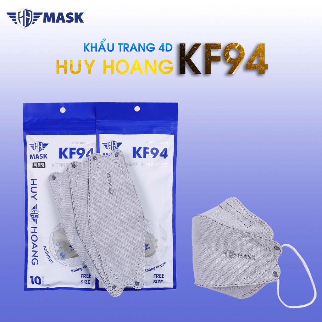 TÚI 10 CHIẾC KHẨU TRANG CÁ  KF94 HUY HOÀNG