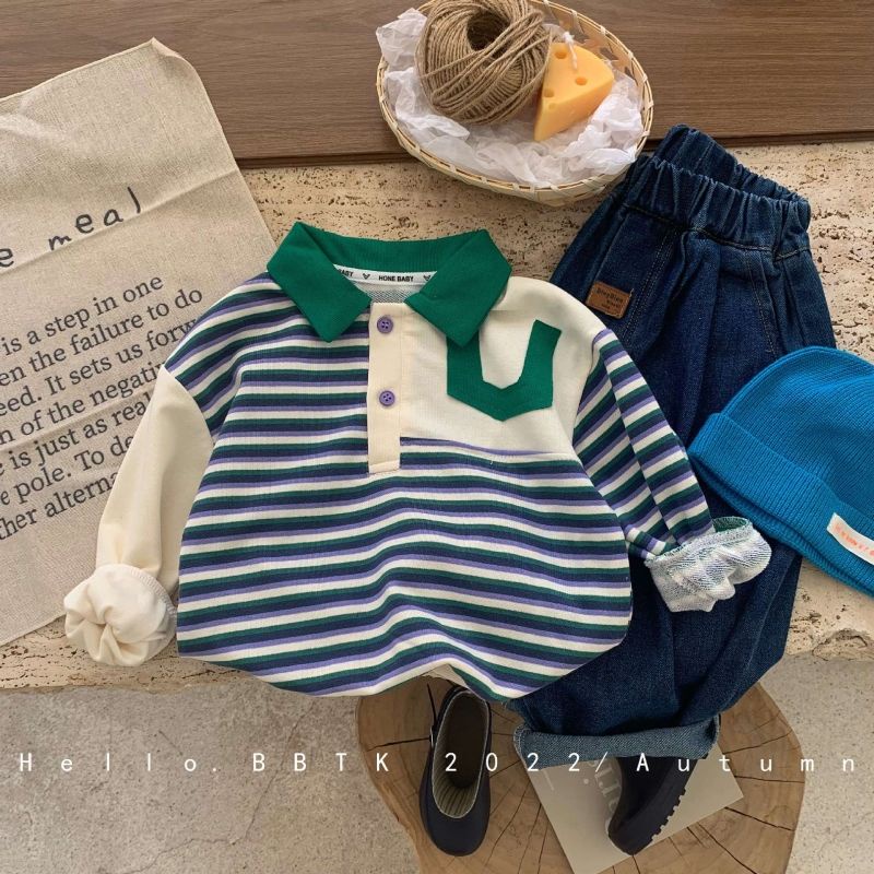 Áo Thun Cotton 22 Tay Dài Dáng Rộng Phong Cách Hàn Quốc Nhật Bản Thời Trang Xuân Thu Hàng Mới Dành Cho Bé Trai