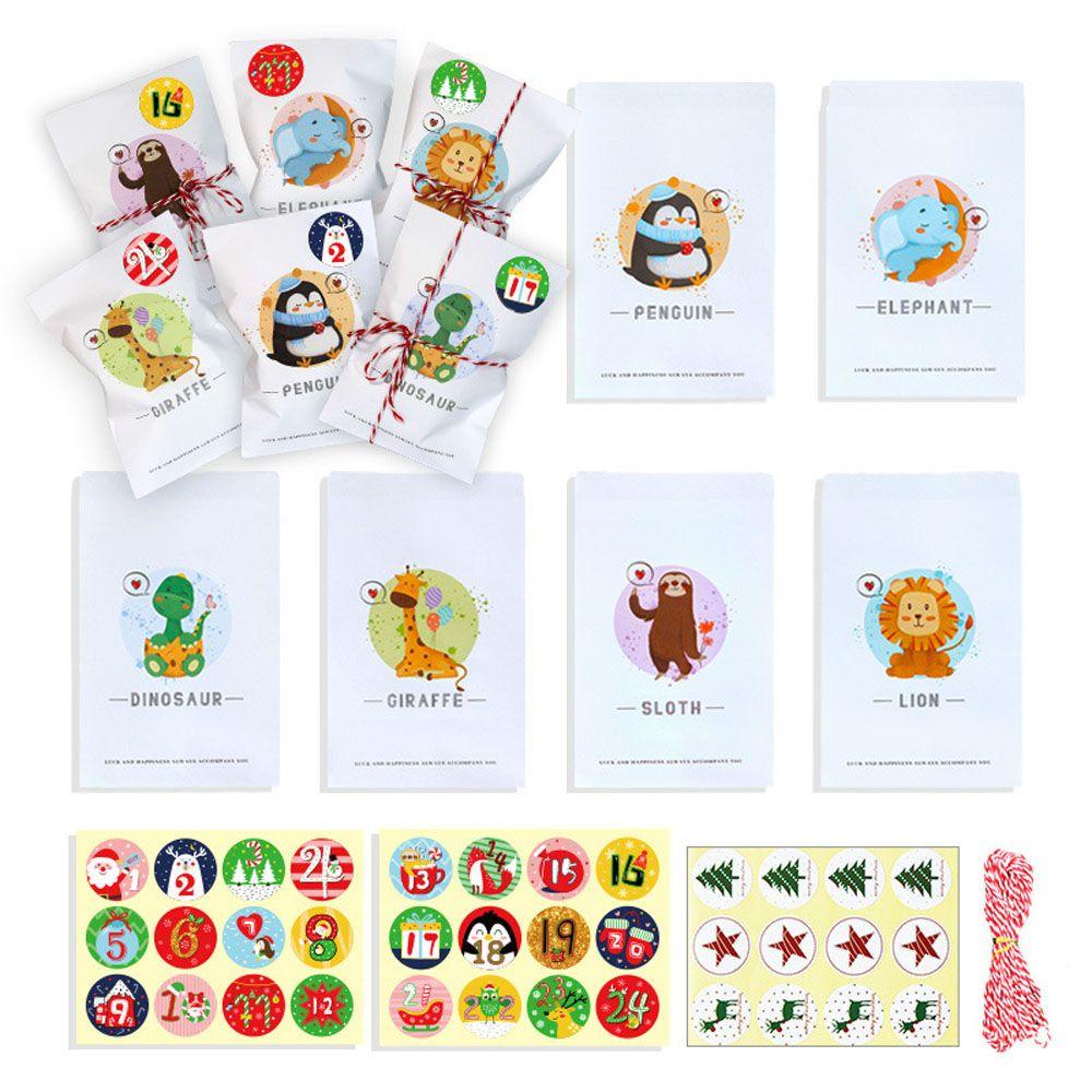 Bộ 24 Miếng Dán Trang Trí Túi Bánh Kẹo Giáng Sinh