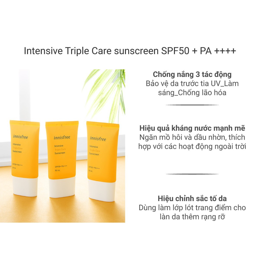 Bộ sản phẩm dưỡng da và chống nắng lâu trôi làm sáng da innisfree Intensive Triple Shield Sunscreen Set | BigBuy360 - bigbuy360.vn