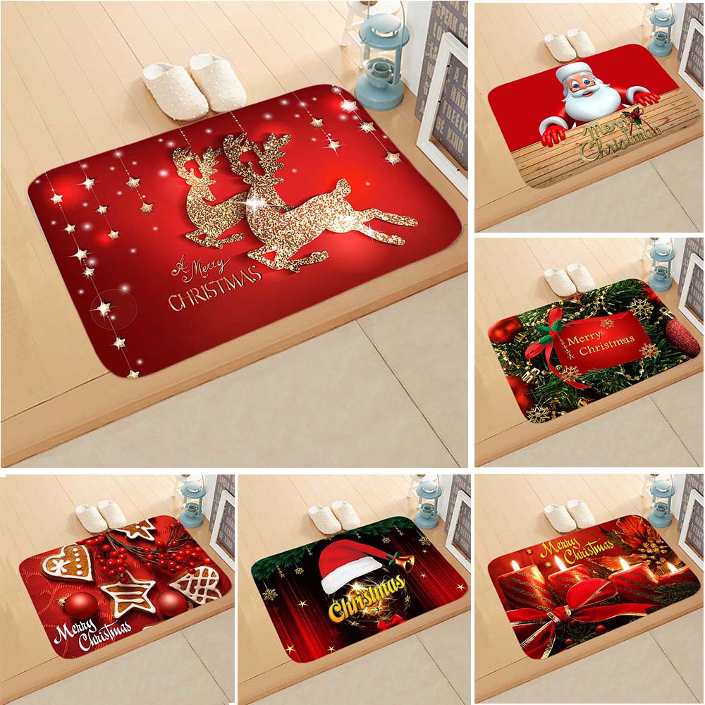 Thảm Lót Sàn 60x40cm Họa Tiết Ông Già Noel / Nai Sừng Tấm Độc Đáo Trang Trí Nhà Tắm