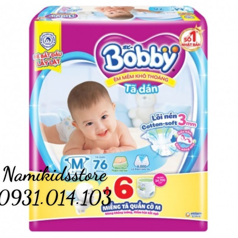 Tã dán Bobby M76+6/M76+8/L68+4/XL62