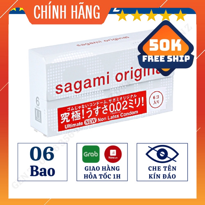 Bao Cao Su Sagami 002 Siêu Mỏng – BCS Kéo Dài Thời Gian – Non Latex - Hộp 6 Chiếc