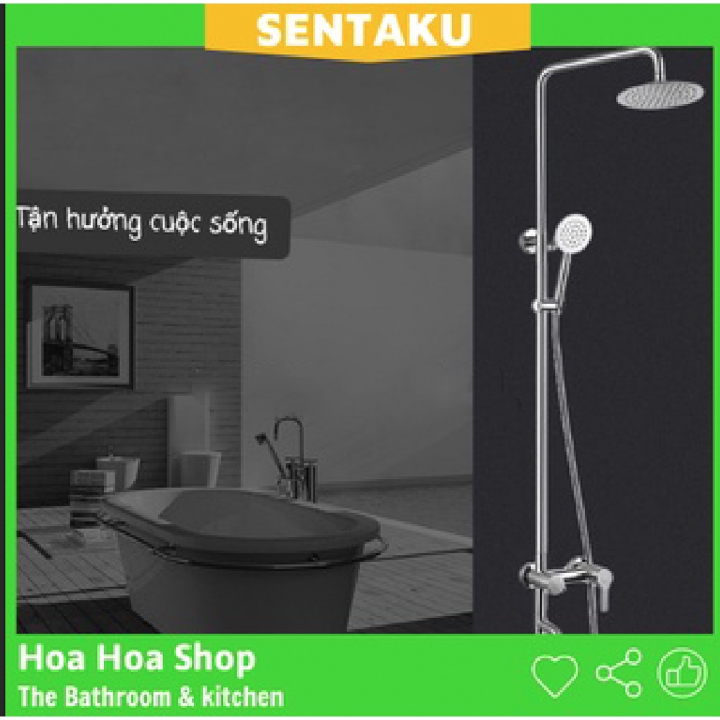 Bộ vòi sen tắm nóng lạnh cây sen tắm đứng thân tròn INOX SUS304 bảo hành 24 tháng- Sentaku