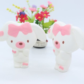 SQUISHY ĐỒ CHƠI THỎ ĐEO NƠ HỒNG