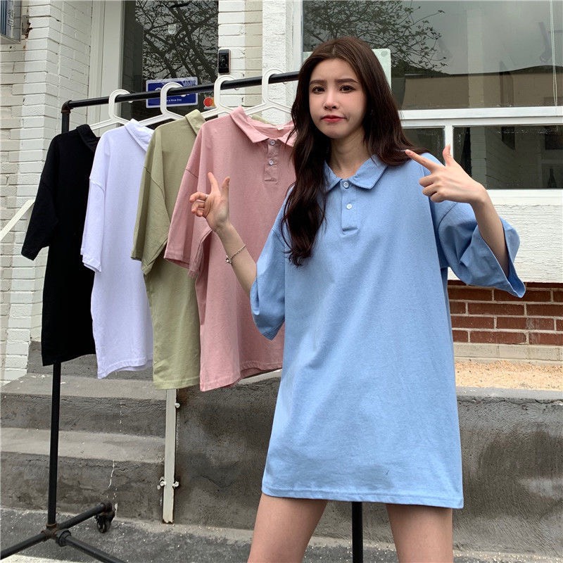 Áo polo nữ unisex trơn basic đẹp form rộng tay lỡ hàng Quảng Châu ANDOSA PL06