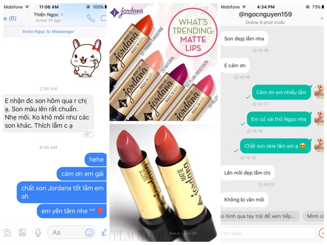 [FREESHIP] Son Lì Jordana Matte Lipstick Mịn Dưỡng Môi Nhiều Màu