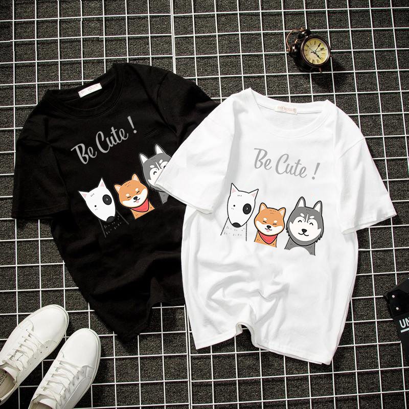 Áo thun unisex form rộng 3 con cún dễ thương vải dày mịn 2019T1736