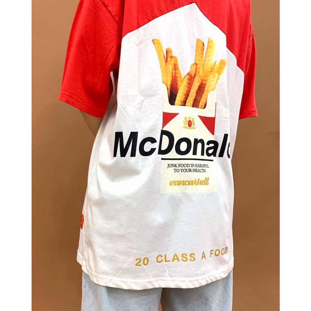 Áo thun tay lỡ nam nữ Unisex Vancarhell in McDonald’s vui nhộn From rộng phong cách Hàn Quốc
