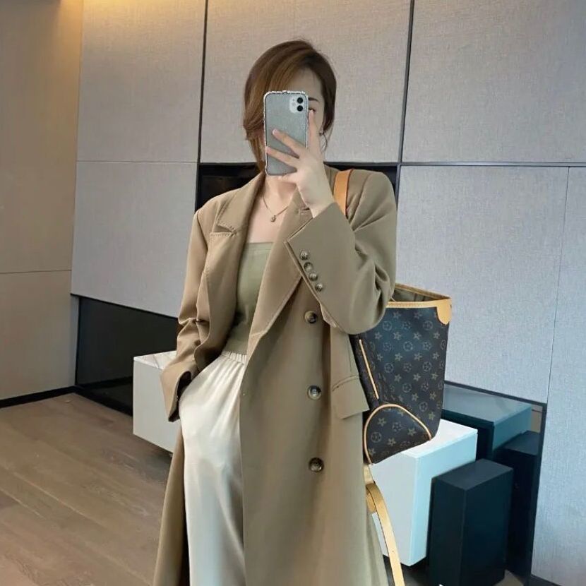 Áo khoác kaki cổ vest thời trang mùa thu cá tính cao cấp cho nữ
