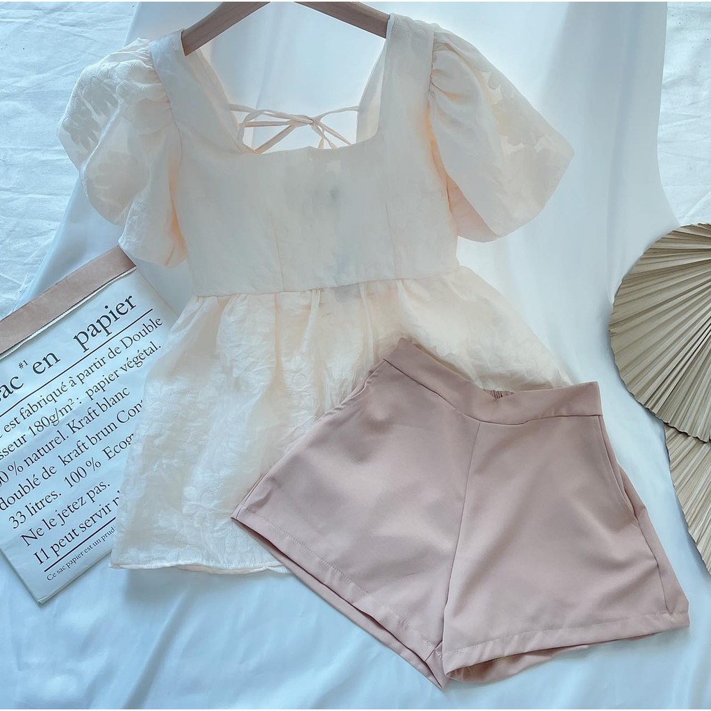 [Mã WAMT1505 giảm 10K đơn 0K] (FREESHIP-HÀNG CÓ SẴN SLL) SET QUẦN SHORT+ ÁO BABYDOLL HOA NỔI❤️CHIBEST | BigBuy360 - bigbuy360.vn