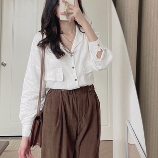 Áo sơ mi nữ chất đũi lụa tơ xước siêu mềm form basic