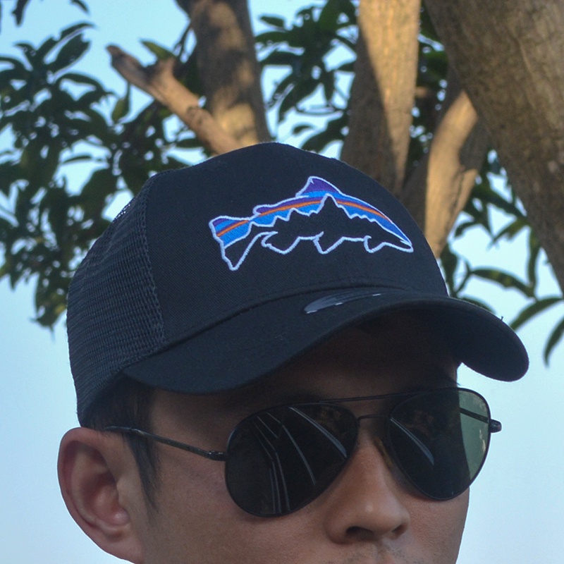 patagonia shark embroidered mesh cap baseball cap men's summer trucker peaked cap shade breathable mesh hat
