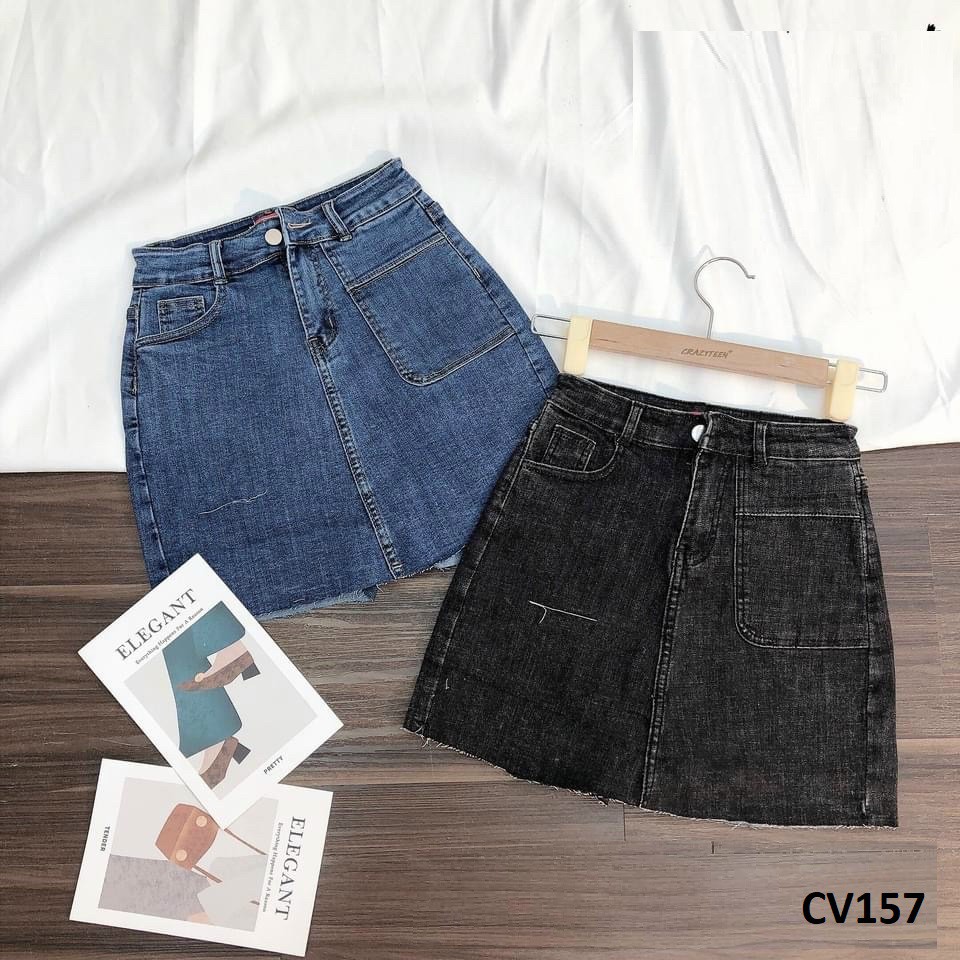 Chân váy ngắn dáng A loại jean co giãn CV157 | BigBuy360 - bigbuy360.vn