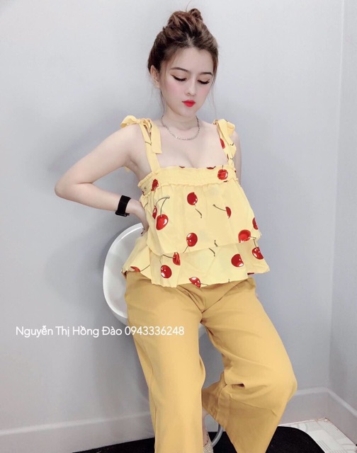 [ Mã FAMAYWA2 giảm 10K đơn 50K] Sét bộ áo tầng cúp ngực 2 dây in hình | BigBuy360 - bigbuy360.vn