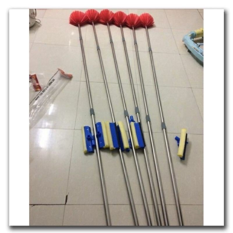 Cây Chổi Quét Trần Nhà Thông Minh 3 In 1 Vừa Lau Kính Quét Trần Phơi Đồ Tiện Lợi Kéo Dài Đến 2.8M Cán Inox