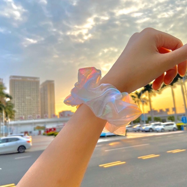 Cột tóc scrunchies dễ thương màu trơn