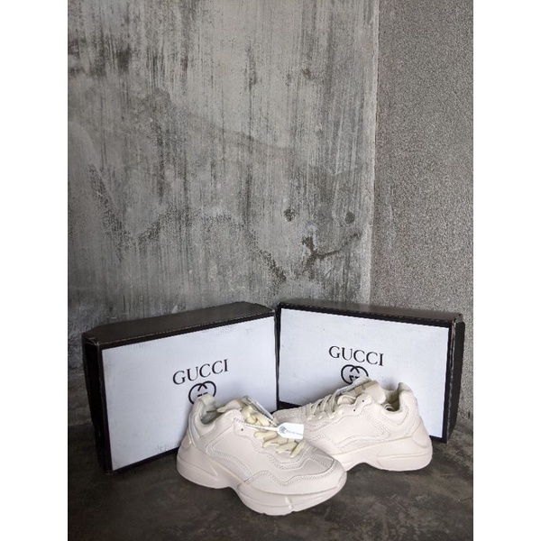 Giày Thể Thao Nam Nữ Chunky Rhyton kem trơn Dad shoes Sneaker