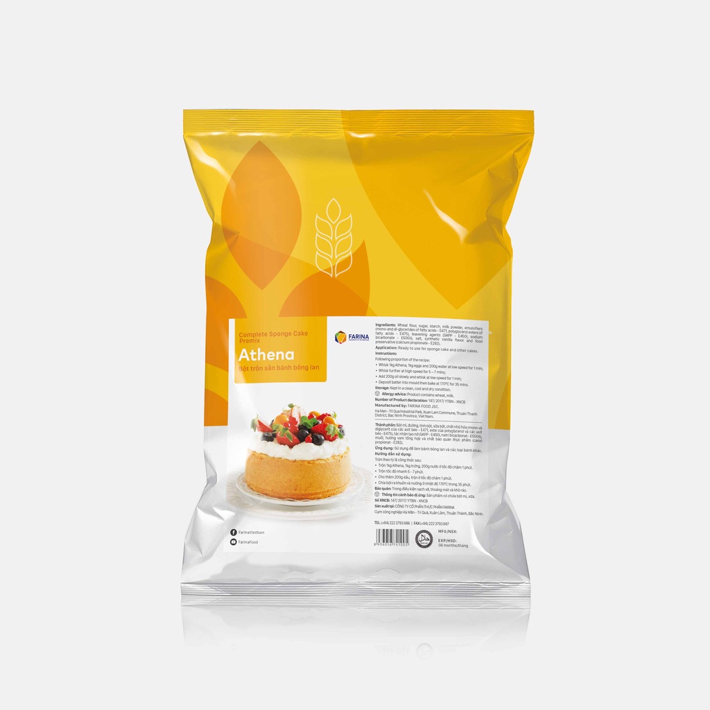 Bột trộn sẵn làm bánh bông lan Athena 1 kg/túi