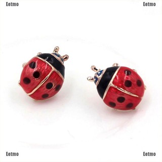 (Eetmo) Cute Insert Earrings Exquisite Paint Stud Earrings Red Oil Ladybug Ear Studs
