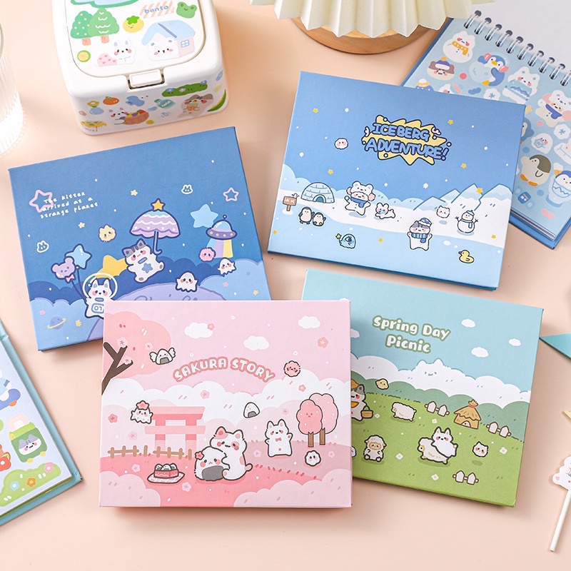 Sticker cute/Sổ sticker hình dán 27 trang dễ thương trang trí sổ planner bullet journal Hàn Quốc Tẻn Tẻn