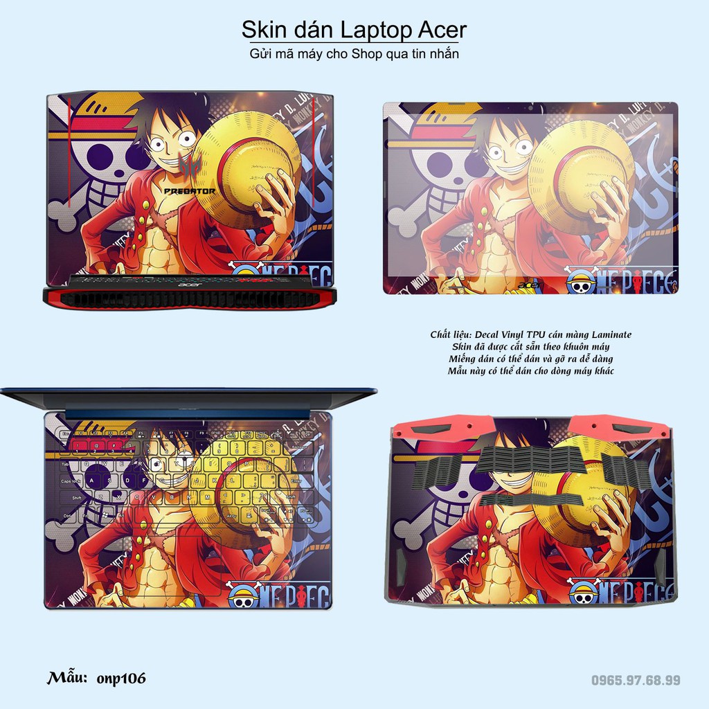 Skin dán Laptop Acer in hình One Piece nhiều mẫu 11 (inbox mã máy cho Shop)