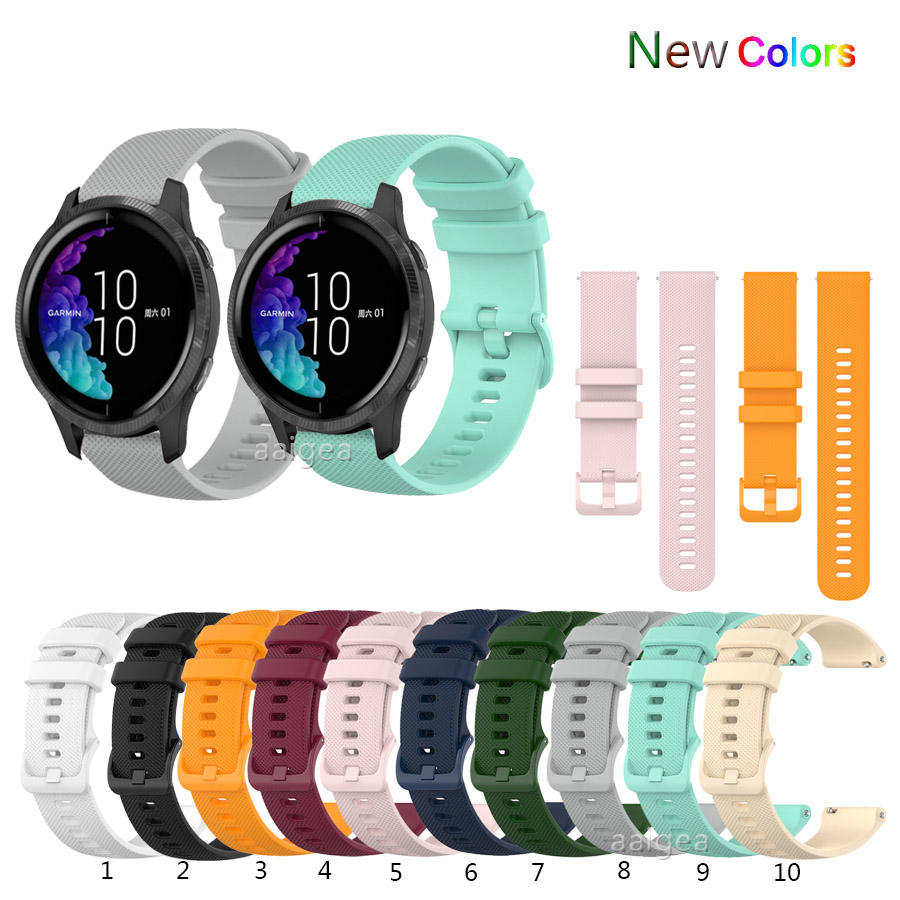 20mm Silicone Watch Band Strap for Garmin Venu Sq / Vivoactive 3 / Forerunner 645 245 Music