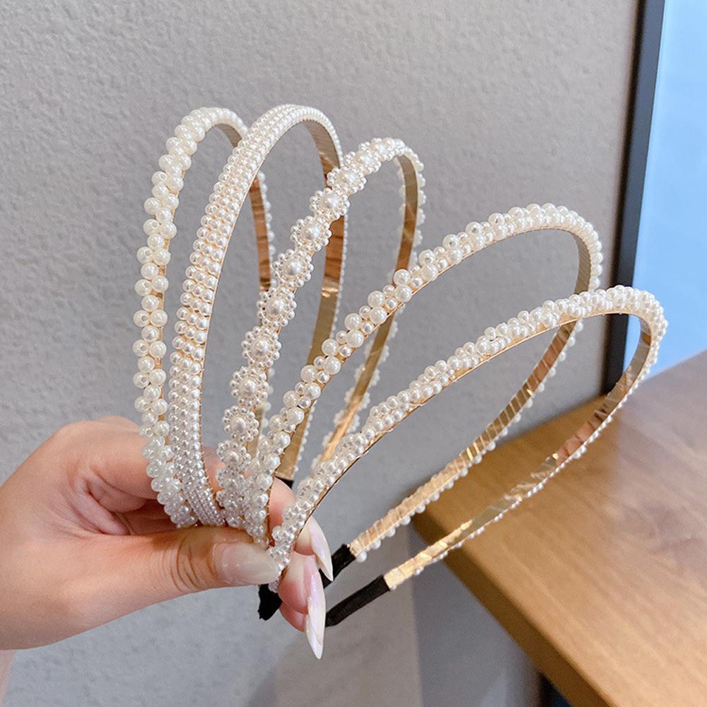 ANEMONE Băng Đô Cài Tóc Đính Hoa Và Ngọc Trai Nhân Tạo Thời Trang Hàn Quốc