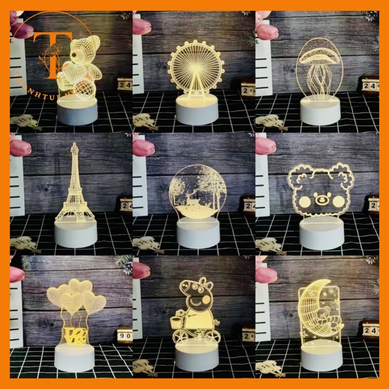 Đèn ngủ 3D để bàn chỉnh sáng 3 màu