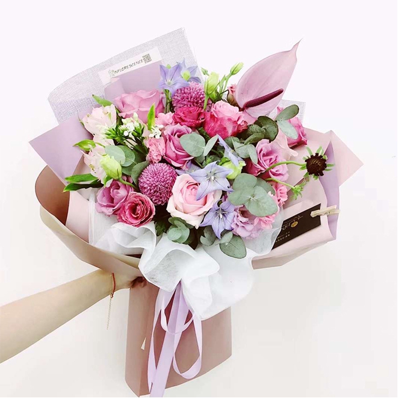 Tờ giấy gói quà/hoa hai màu sắc kết hợp chống thấm nước kích thước 58x58cm tiện lợi