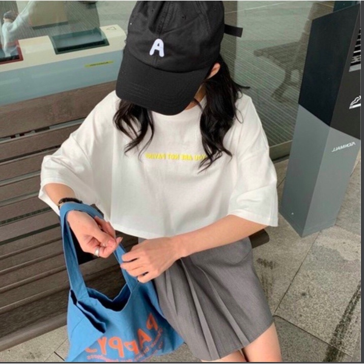 Áo Croptop nữ form rộng Unisex YOU ARE NOT 1  Freesize 45-70kg, áo thun nam form rộng tay lỡ