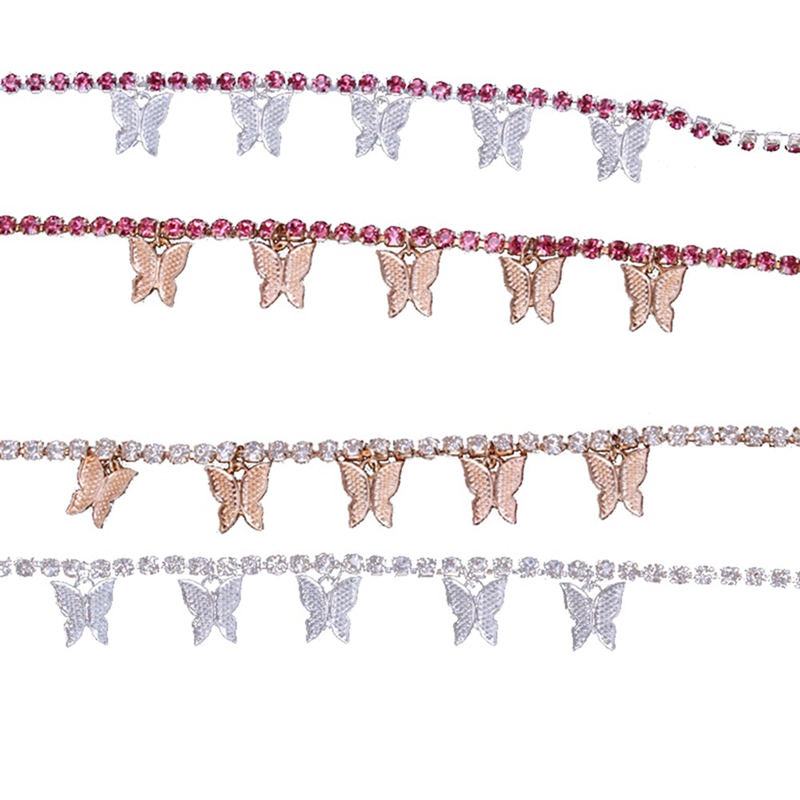 Tmdbyx BUTTERFLY BUTTERFLY Lắc Chân Phối Mặt Hình Bướm Đính Đá Lấp Lánh