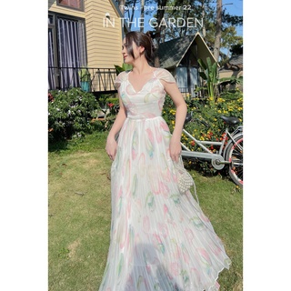 Đầm maxi hoa dập li (Floral printed maxi dress )