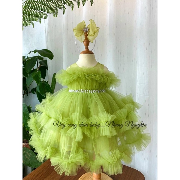 Váy công chúa bù xù xanh bơ