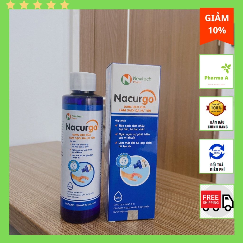 Dung dịch rửa, làm sạch da hư tổn Nacurgo (chai 125ml)