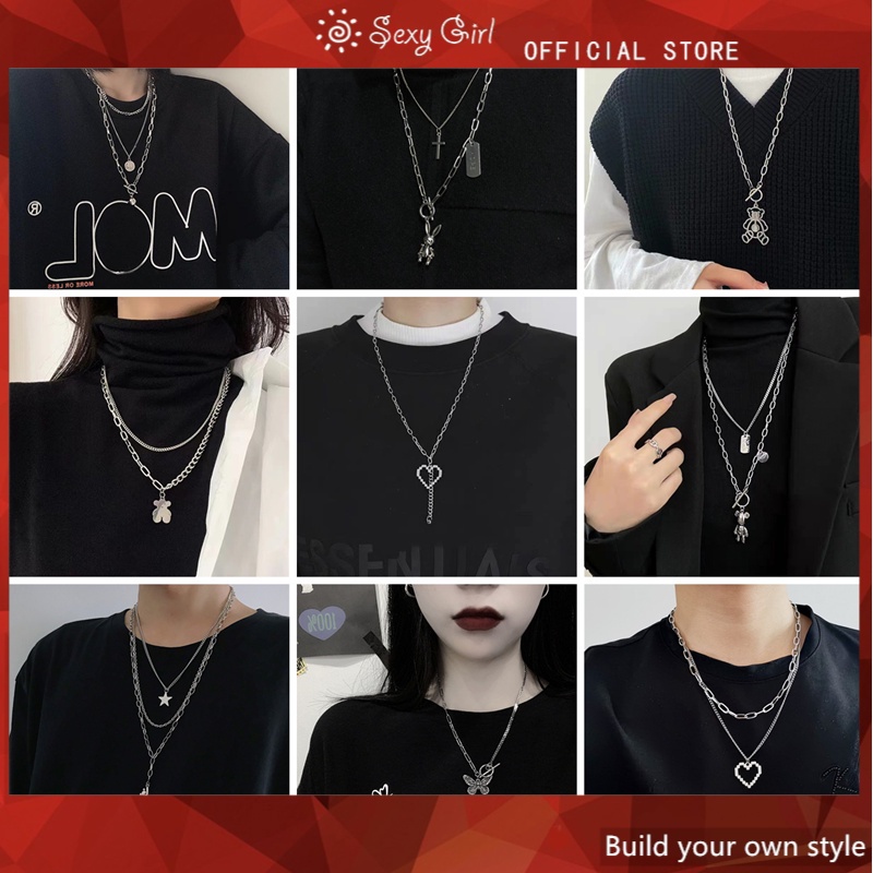 Vòng cổ nữ phối mặt hình gấu thời trang phong cách hip hop