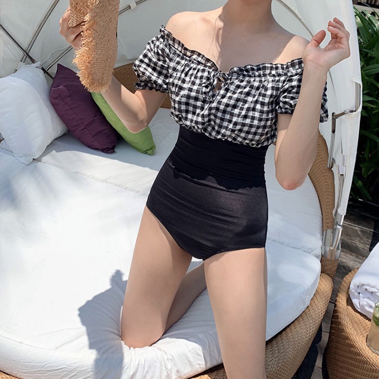 Bikini 1 mảnh trễ vai kín đáo LUHAZO bigsize Đi Biển i Nữ 2022 Kiểu Hàn Quốc Quảng Châu Chất Đẹp 2344