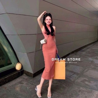Đầm 3 lỗ cổ lọ . chất thun gân co giãn 4 chiều