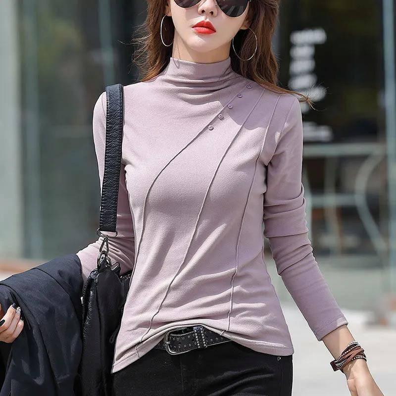 Áo thun tay dài phối nhung ấm áp thời trang cho nữ